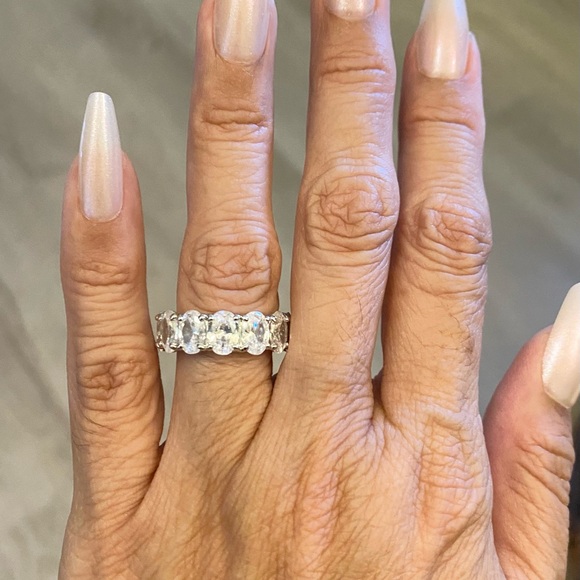 Oval Cubic Zirconia Eternity Ring - Picture 3 of 15